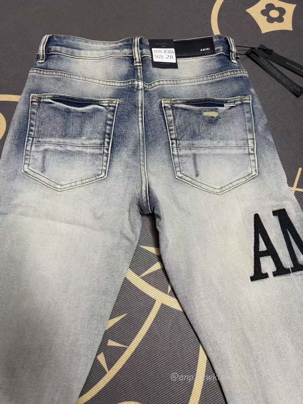 Amiri Jeans Men Letters Trousers Repair Low Rise Skinny (5) - www.newkick.org